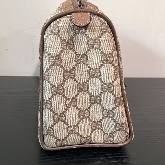 GUCCI Vintage Sherry Line GG Web PVC Canvas Leather Brown Boston Bag Handbag - Picture 11 of 17